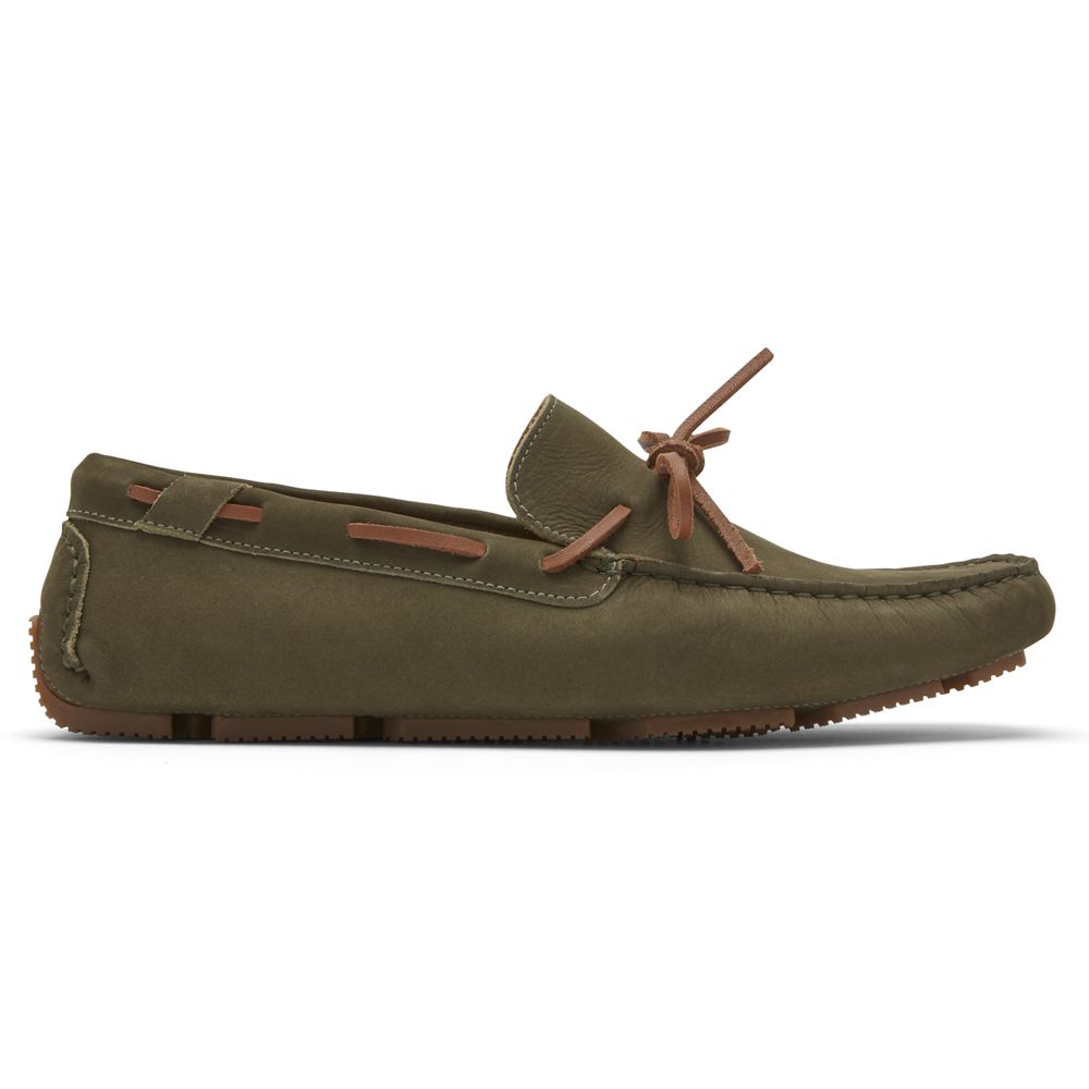 Rockport Rhyder Tie Slip-Ons - Mens Loafers - Olive - NZ (WHQ-504691)